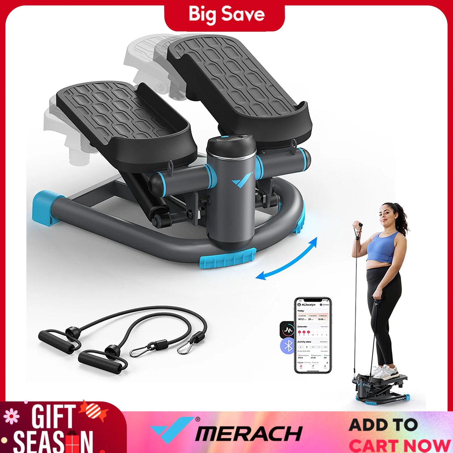 Dual-Action Stepper With Resistance Bands
