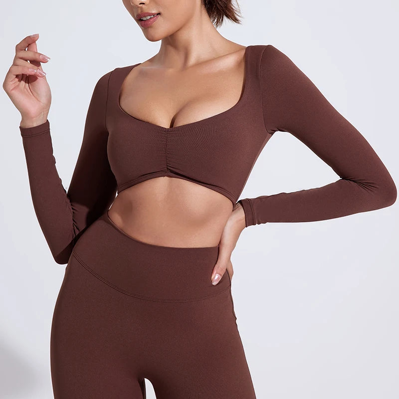 Women Yoga Long Sleeve Crop Top
