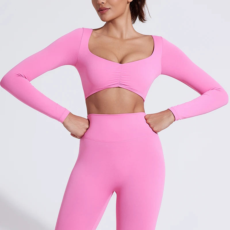 Women Yoga Long Sleeve Crop Top